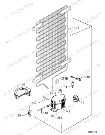 Взрыв-схема холодильника Privileg 615936_40869 - Схема узла Cooling system 017